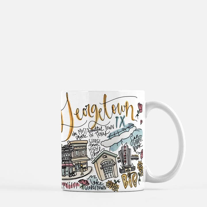 Georgetown, Texas Aquarell-Tasse aus Keramik, 11 oz für den Großhandel von Signet Sealed