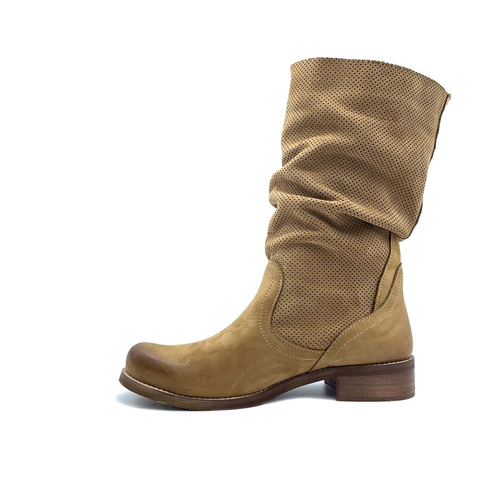 WALKING NOW SRL - Wholesale Boots - Women's - Summer Spring Women's Nubuck Boots with Perforated Leather1