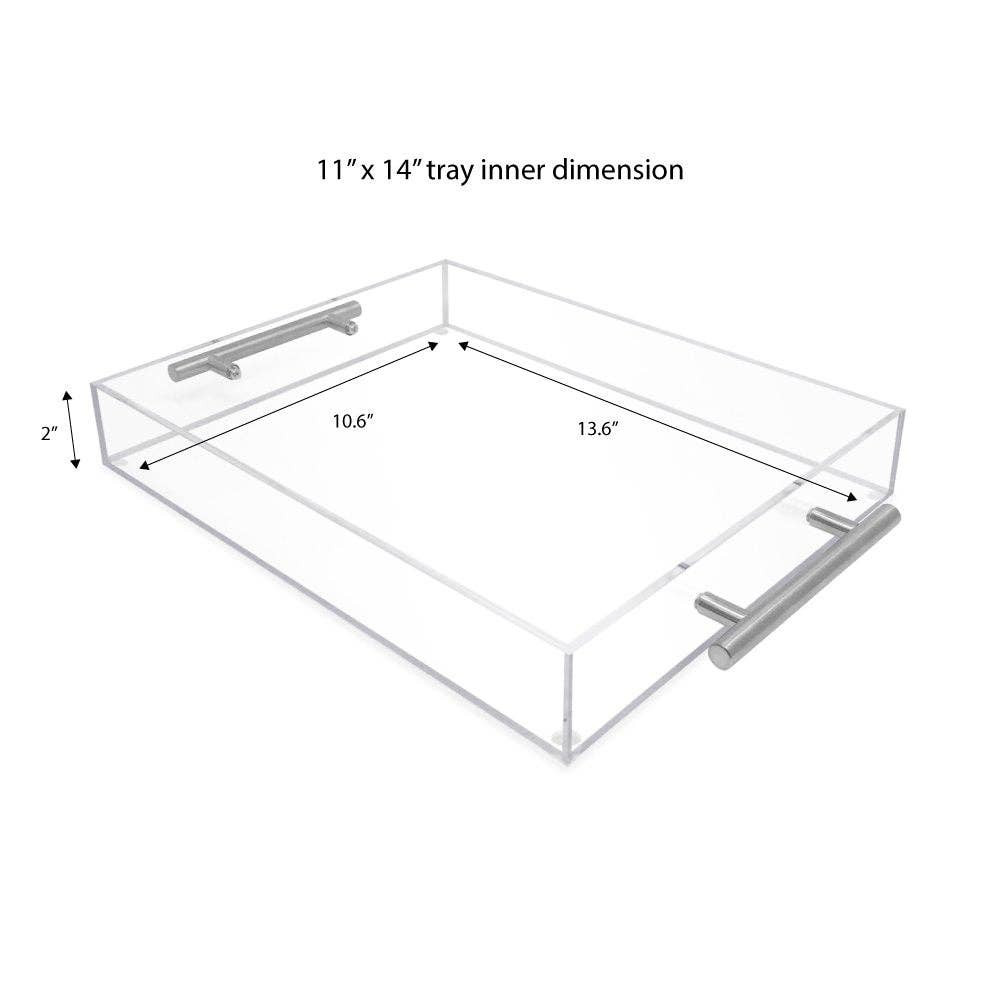Isaac Jacobs International - Wholesale Serving Tray - Isaac Jacobs Clear Acrylic Serving Tray with Metal Handles29