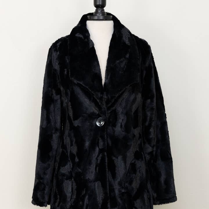 Faux Fur Jacket Black for wholesale by Vine Street Apparel