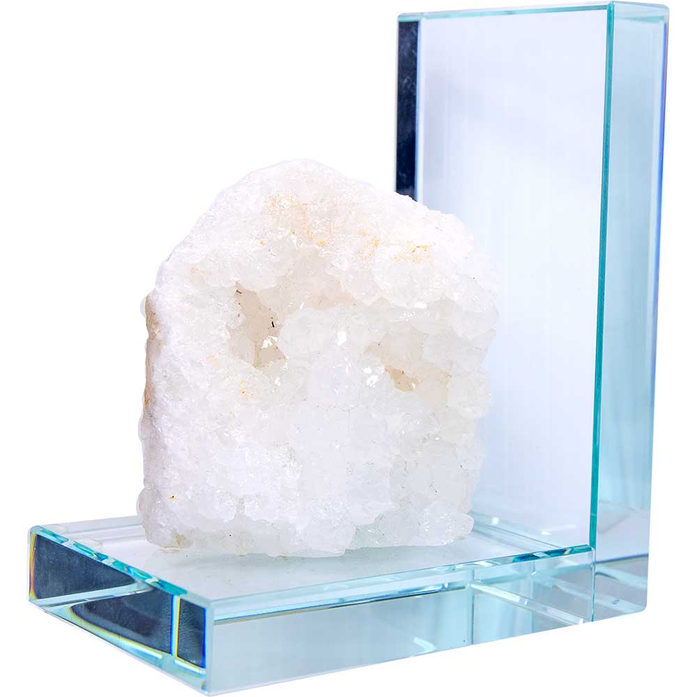 Kheops International - Wholesale Bookend - Glass L Shaped Bookends - Quartz Geode Rough (Set of 2)3