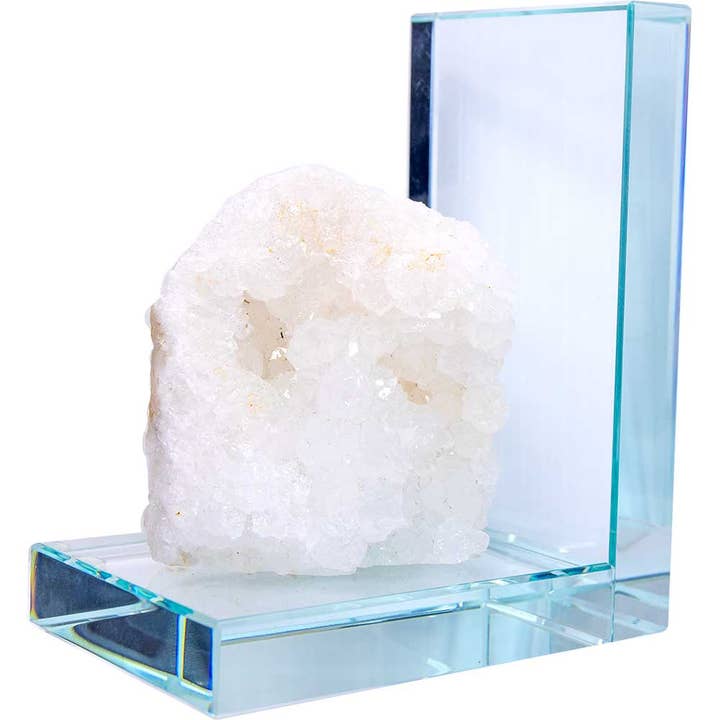 Kheops International – wholesale Bookend – Glass L Shaped Bookends - Quartz Geode Rough (Set of 2)3