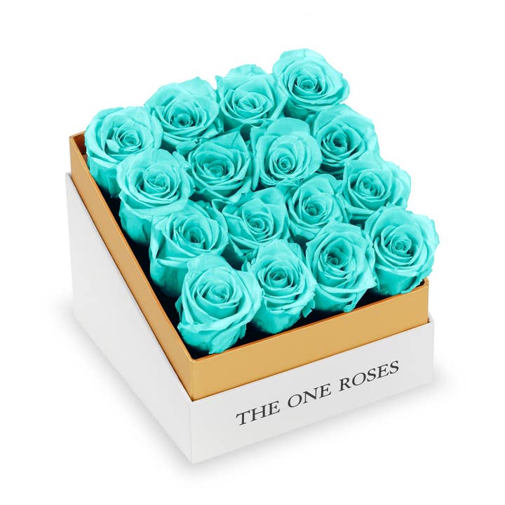 Soffbord Vit Fyrkantig Box - Teal Blue Roses för wholesale av The One Roses