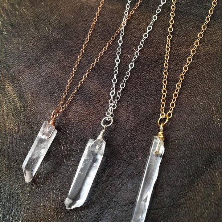 Delicate Crystal Quartz Necklace for wholesale by Buddha Blossom Jewels