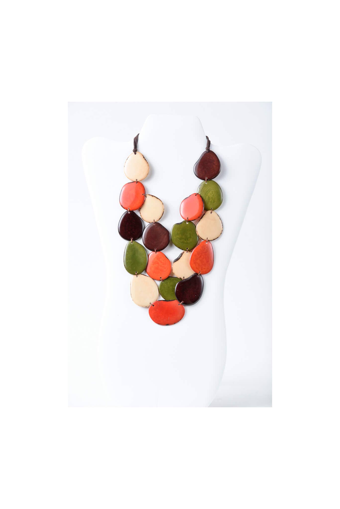 TaguArtsy – wholesale Bib necklace – Amoya Two stranded long Organic Tagua Nut Necklace ONLY6