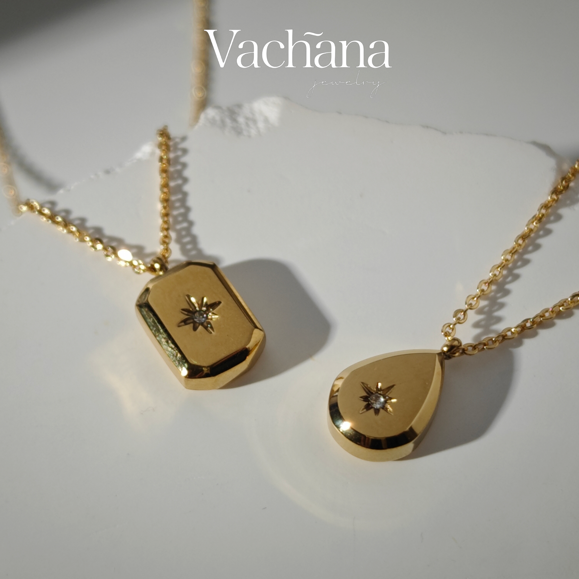 Vachana – wholesale Pendant/charm necklace – Teardrop, Rectangular Cubic Zirconia North Star Necklace 3