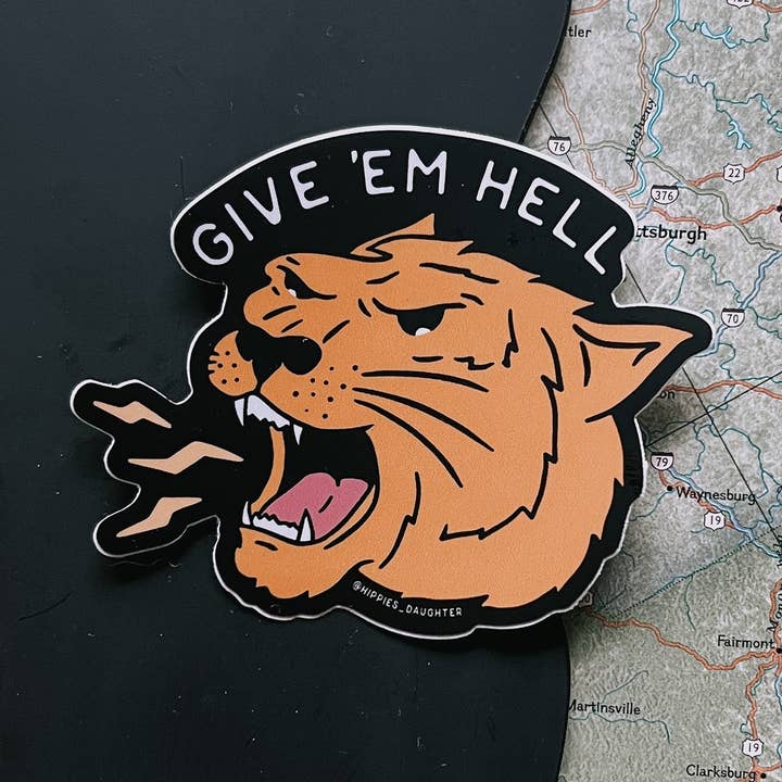 Give ‘em hell // sticker for wholesale by Hippie’s Daughter