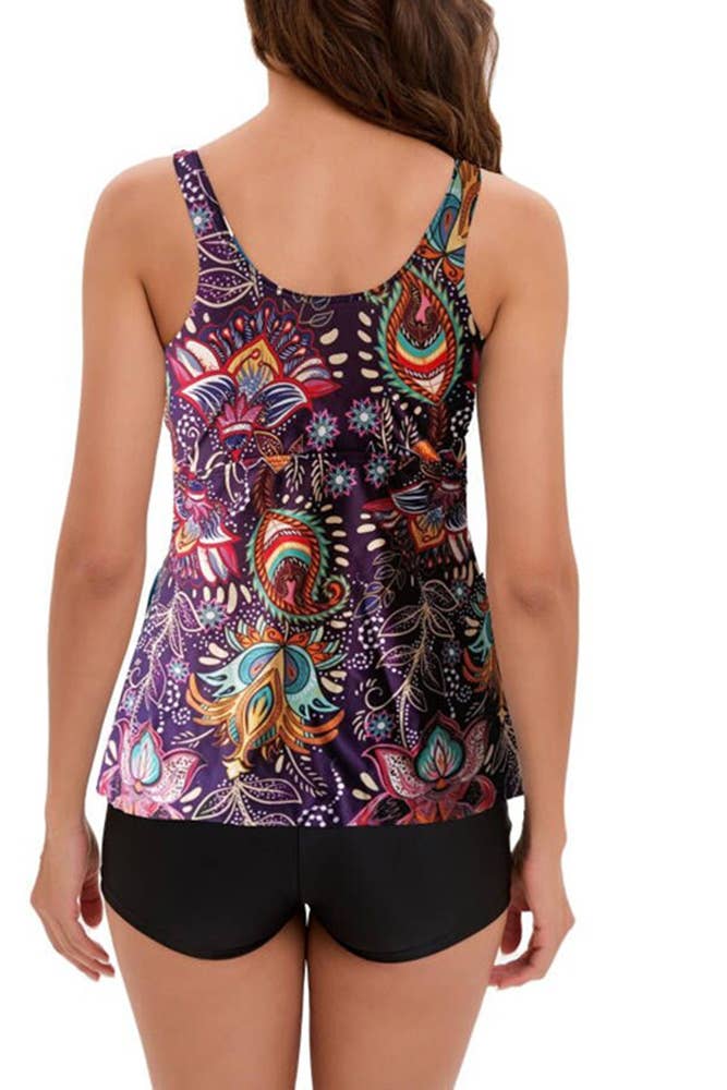 UNISHE - Vendita all'ingrosso Bikini - Donna - Set due pezzi Tankini increspato stampato HR01314