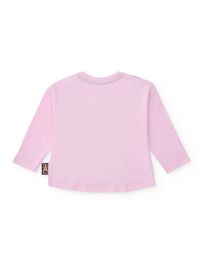 tuc tuc - Wholesale T-Shirt - Kids - Girl's pink t-shirt with ballerina and decorative bow1