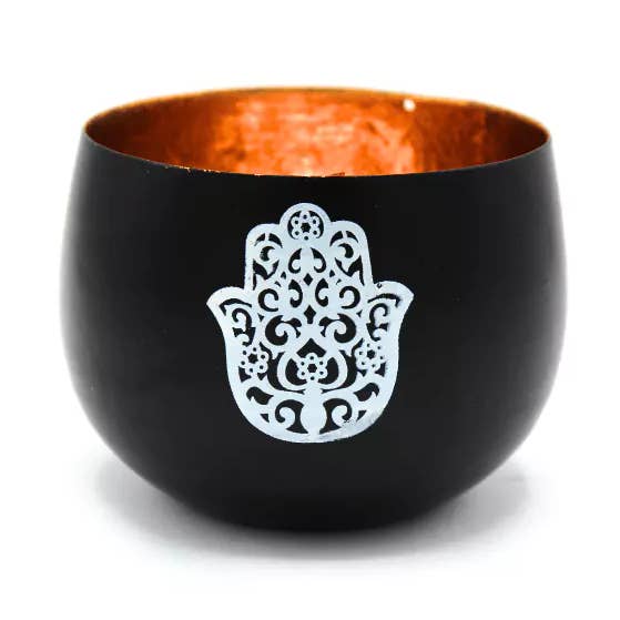 Värmeljushållare Fatimas Hand Svart & Koppar för wholesale av Eastern Trading