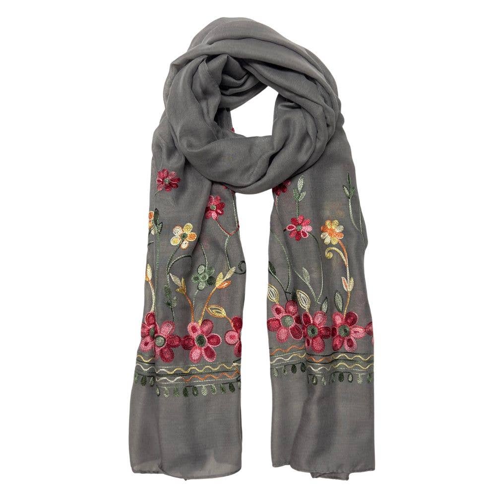 Humble Hilo – Engroshandel Tørklæde - Dame – Humble Hilo Broderet tørklæde/sjal med blomster33