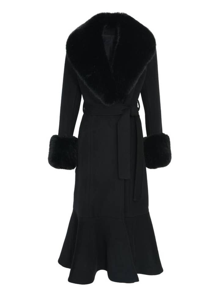 SAMPLE Westminster Cashmere Peplum Coat Black Size 10,14 for wholesale by Hortons England