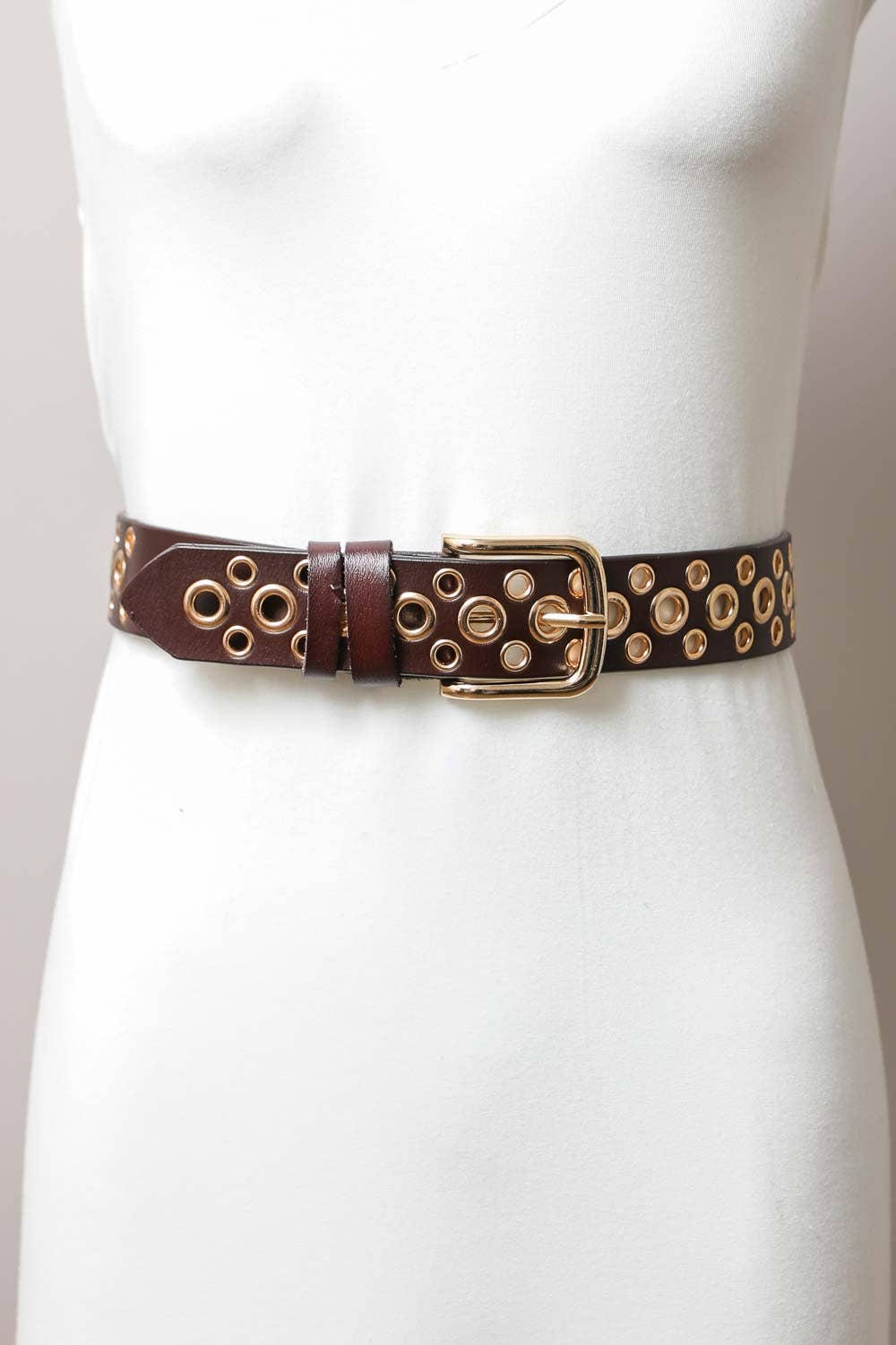 Leto Accessories – wholesale Belt – Women's – Gold Multi Eyelet Buckle Belt1