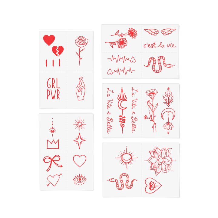 INKED by Dani - Wholesale Temporary Tattoo - Red Ink Temporary Tattoo Pack