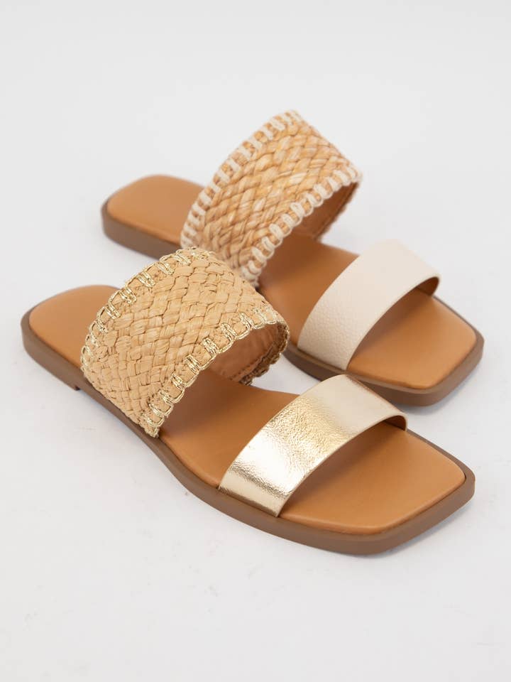 LYSETT BOLD DOUBLE STRAP SQUARE-TOE SLIP-ON SANDAL for wholesale by CCOCCI
