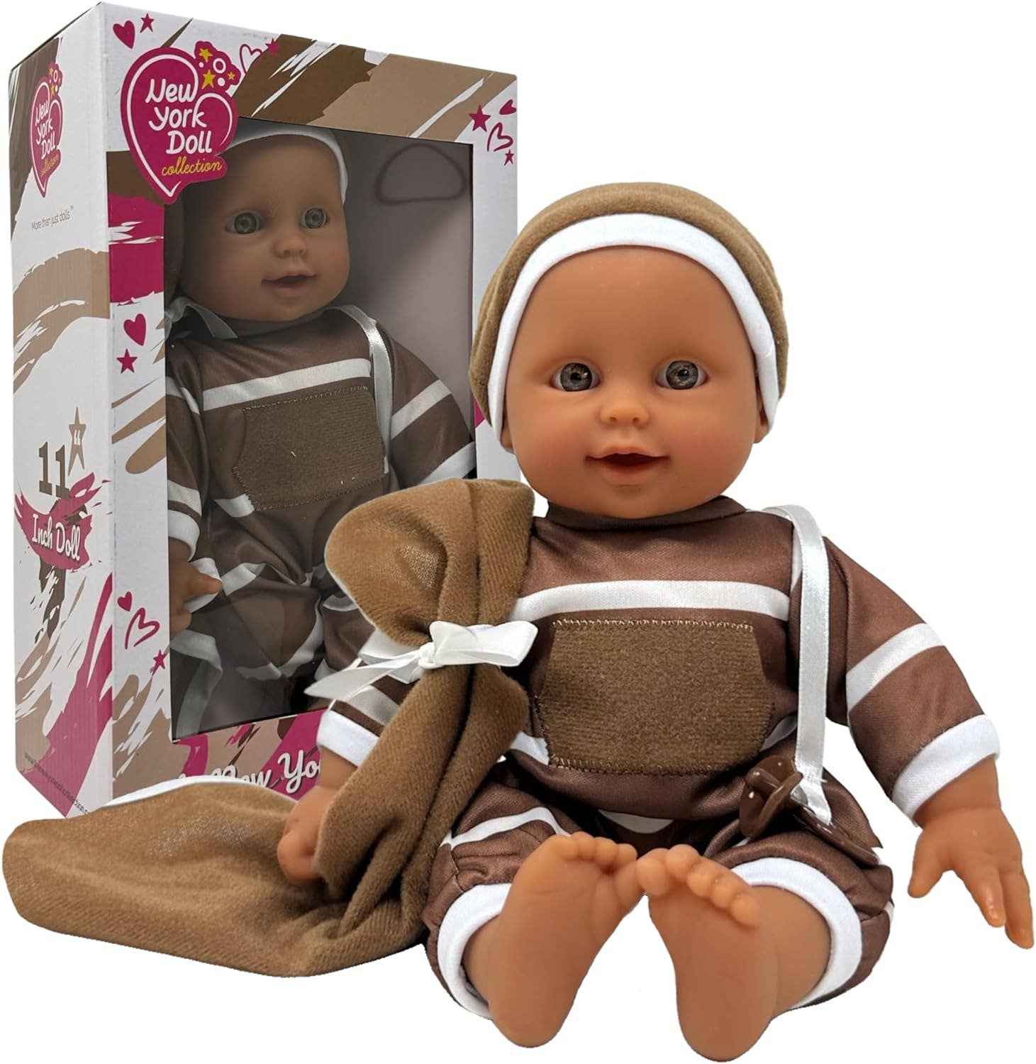 The New York Doll Collection - Wholesale Doll - Kids - The New York Doll Collection 11" Doll Striped W/ Pacifier13