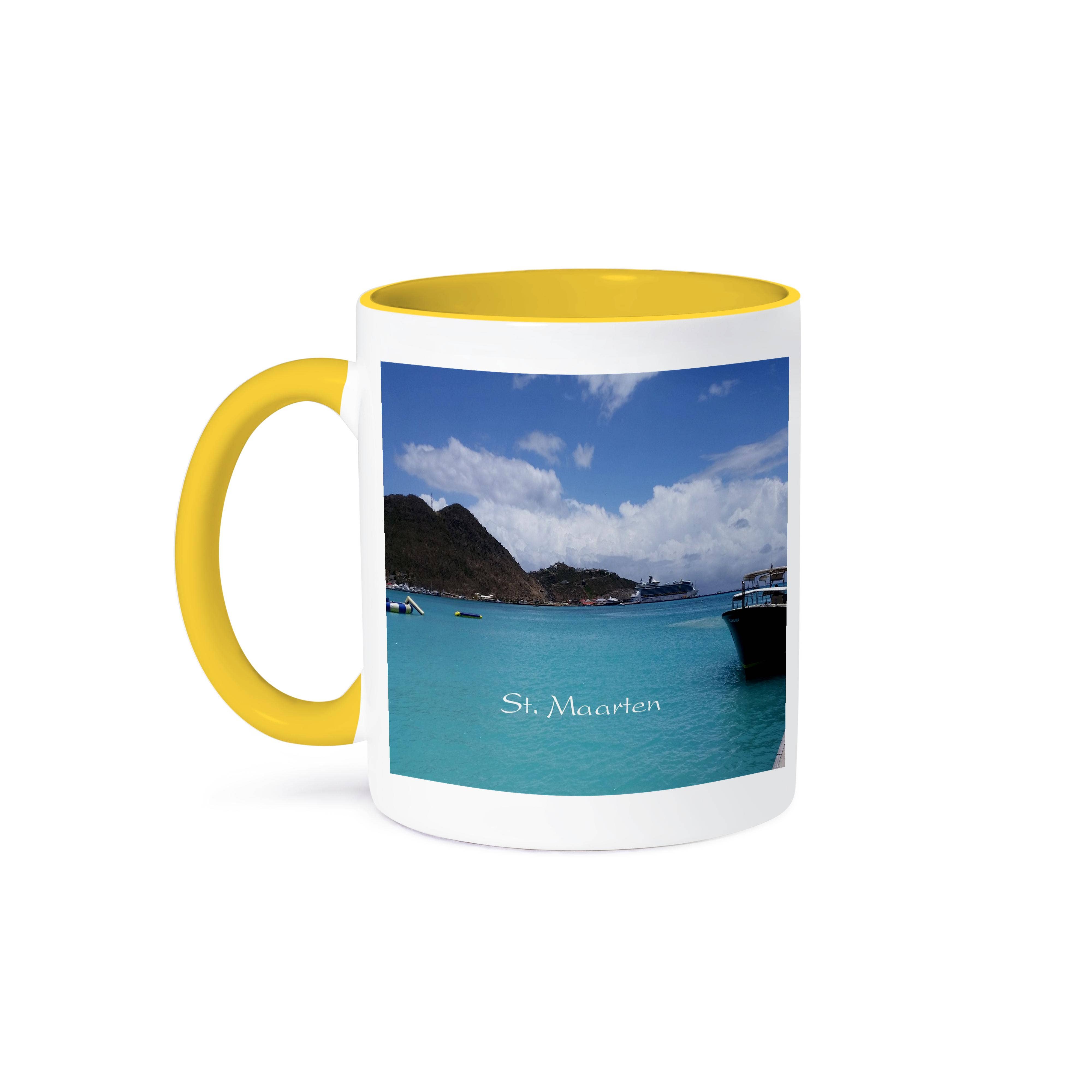 3dRose - Wholesale Coffee Mug - 3dRose, Image of Saint Maarten Harbor With Boat And Cruise Ship, Mug0