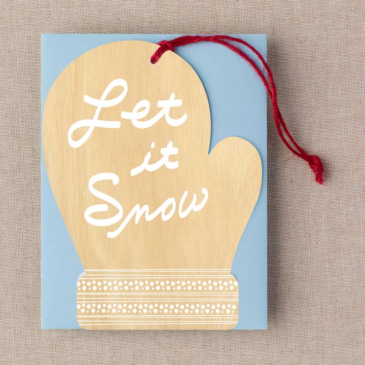 Carte Ornement Mitaines en Bouleau Enneigé - Simple pour la vente par Pinecrest Printery