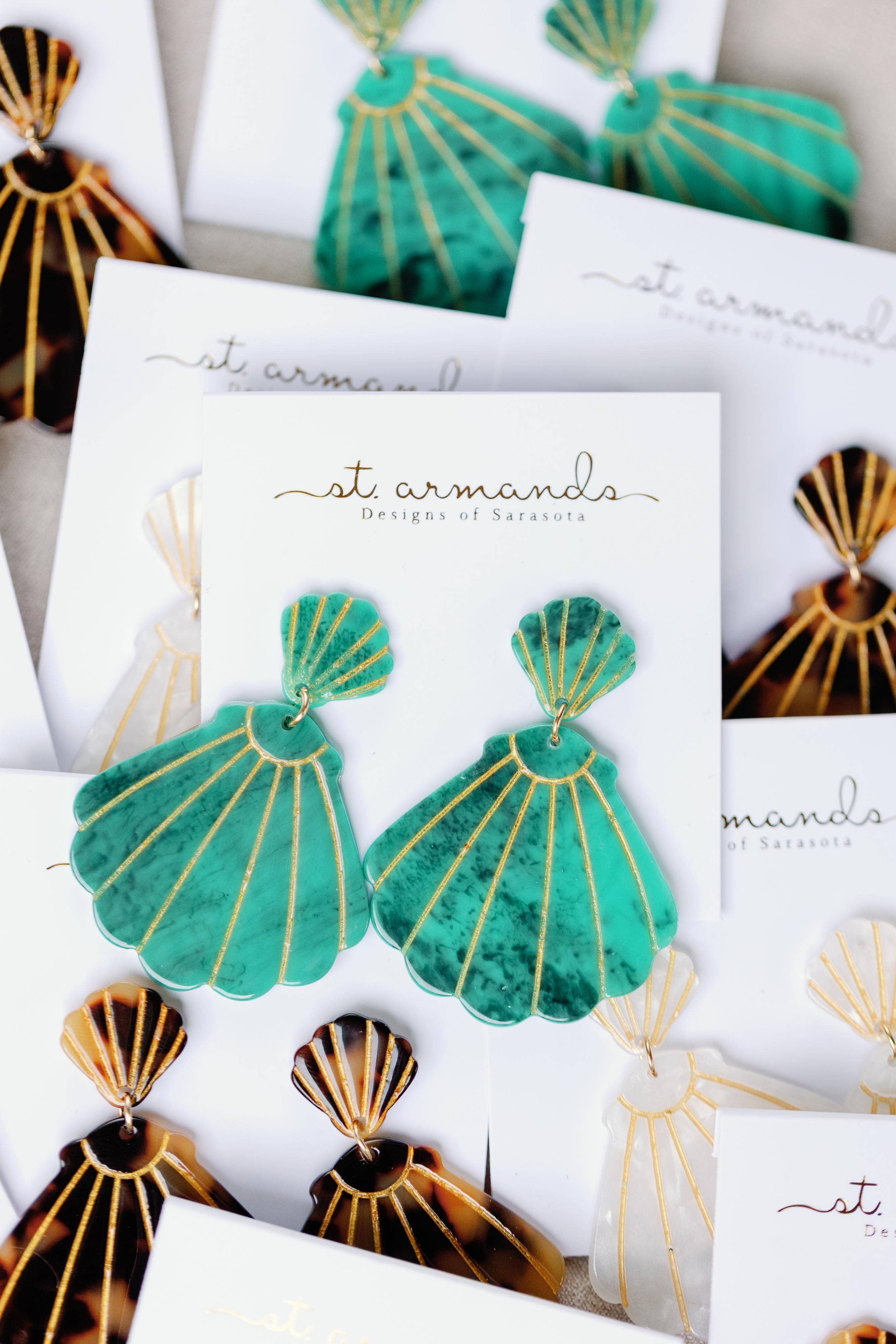 St Armands Designs of Sarasota - Wholesale Dangle Earrings - Turquoise Shell Statement Earrings3