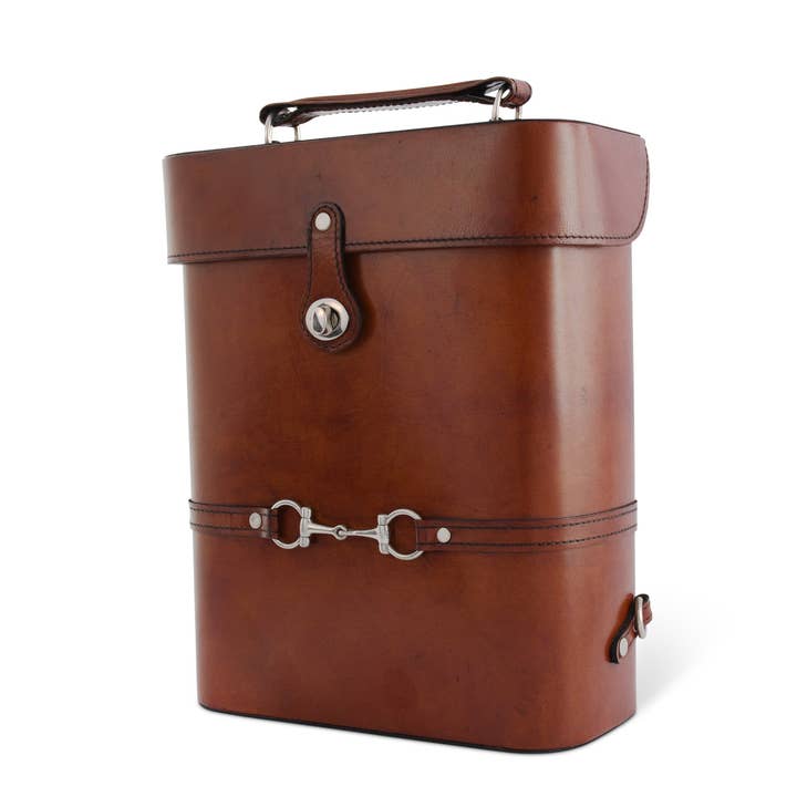 Vagabond House - Wholesale Wine Tote - Premium Genuine Leather Double Wine Bottle Carrier / Tote with Bit Design