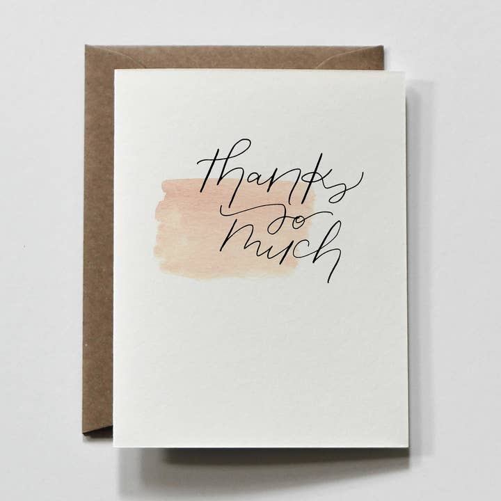 So Much | Pink Wash Thank You So Much Einfache Grußkarte für den Großhandel von everglow handmade