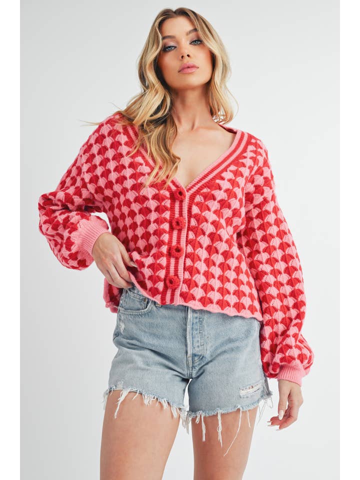 Pink Red 3210EK Fantasia Cardigan 1 for wholesale on Faire3