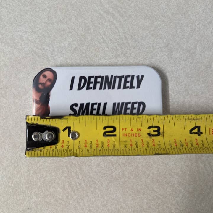 That Shirt Store & More - Wholesale Lapel Pin/Button - Funny Jesus Weed Humor I Definitely Smell Weed Button