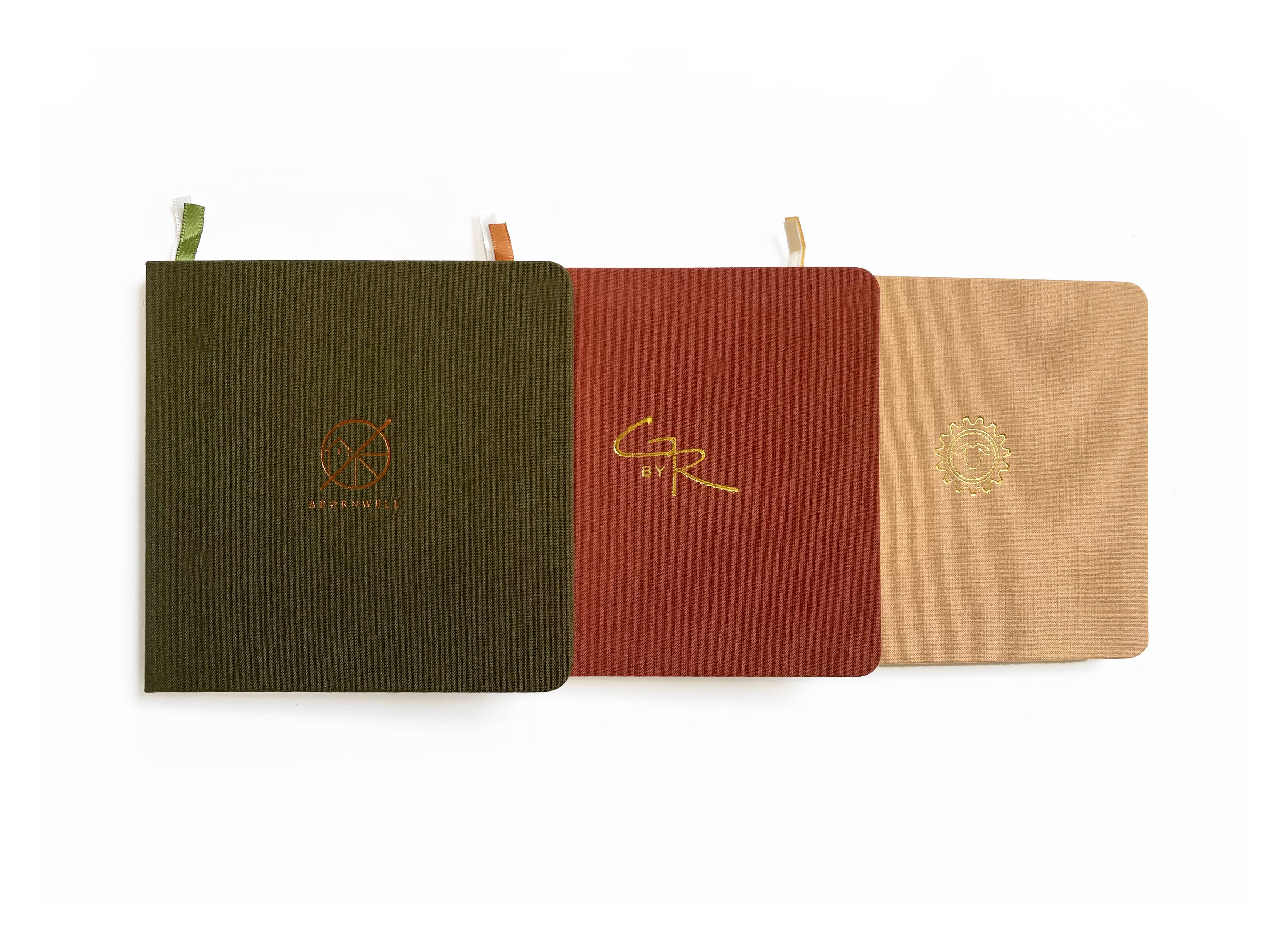 Studio Portmanteau – wholesale Notebook – Custom Logo Foil Embossed Square Linen Notebook, Earth Tones12