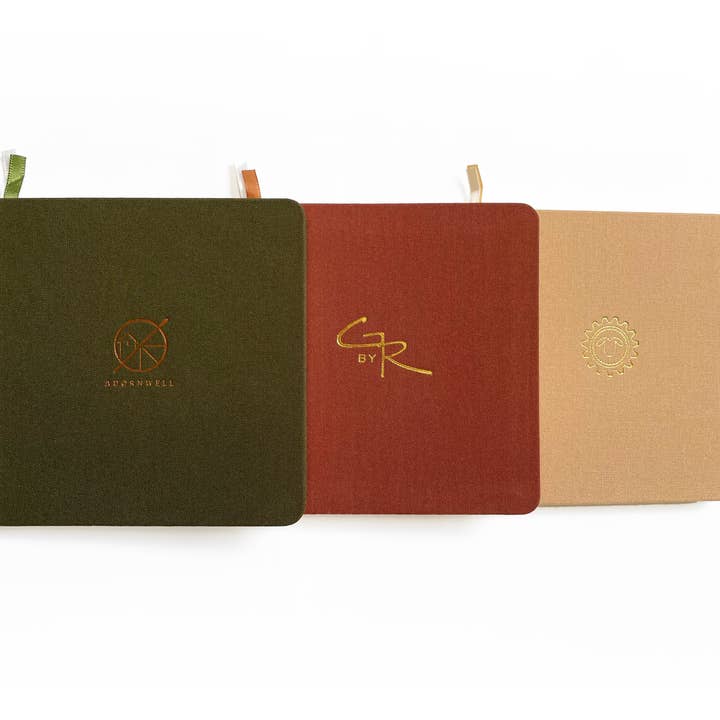 Studio Portmanteau - Wholesale Notebook - Custom Logo Foil Embossed Square Linen Notebook, Earth Tones12