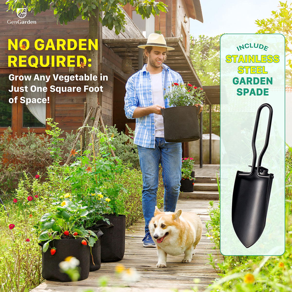 FutureBrand - Wholesale Plant Pot - Pack of 5 Plant Grow Bags (7 Gallon - Free garden spade)2