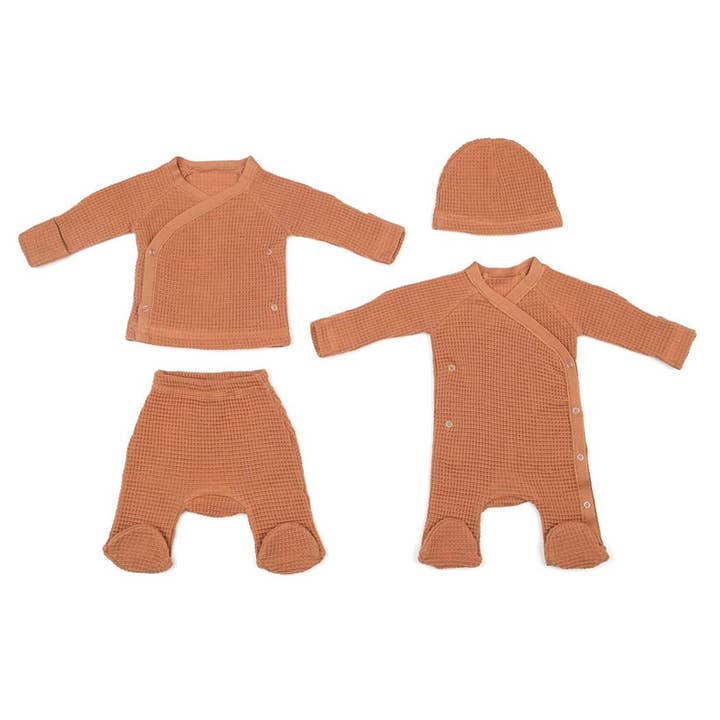 Brown Waffle New Born Set 4 Pieces for wholesale by Baboo