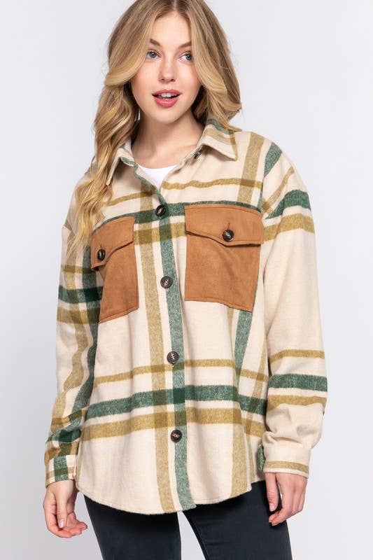 Vanilla Monkey - Vendita all'ingrosso Giacca a camicia - Donna - Shacket scozzese spazzolato1