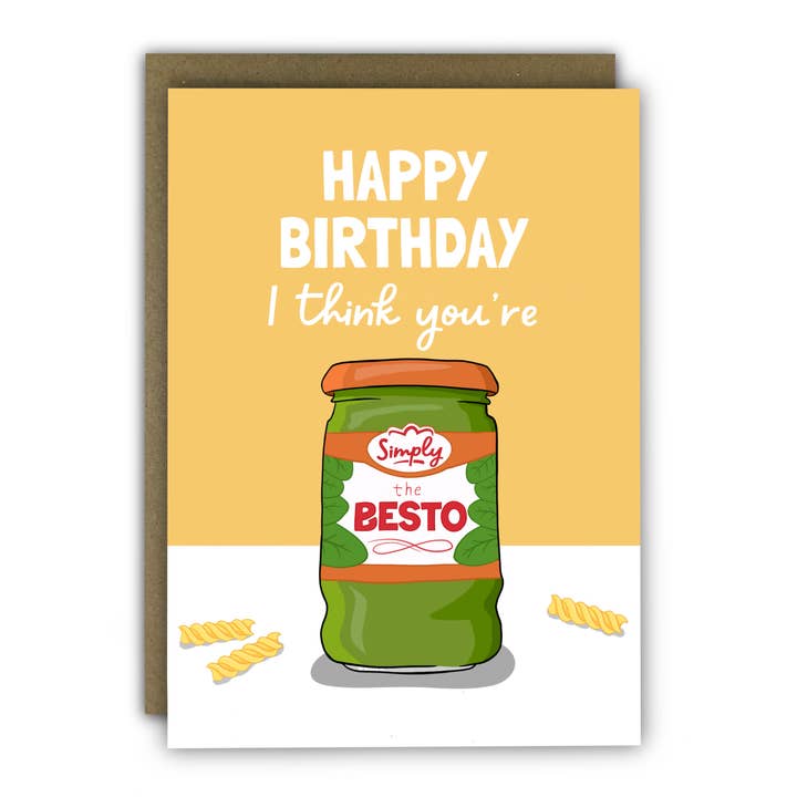 Carte d'anniversaire amusante - A6 - Carte de pâtes Simply The Pesto Pun pour la vente par RUNNING WITH SCISSORS