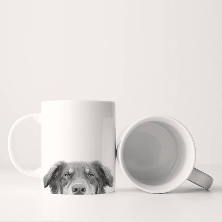Peeking Australian Shepherd 2 Mug for wholesale by Perkie Prints