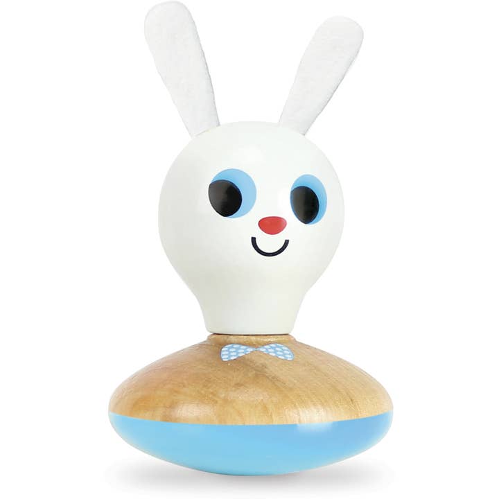 Vilac - Hochet et Culbuto Lapin en Bois Fabriqué en France pour la vente par Hippychick