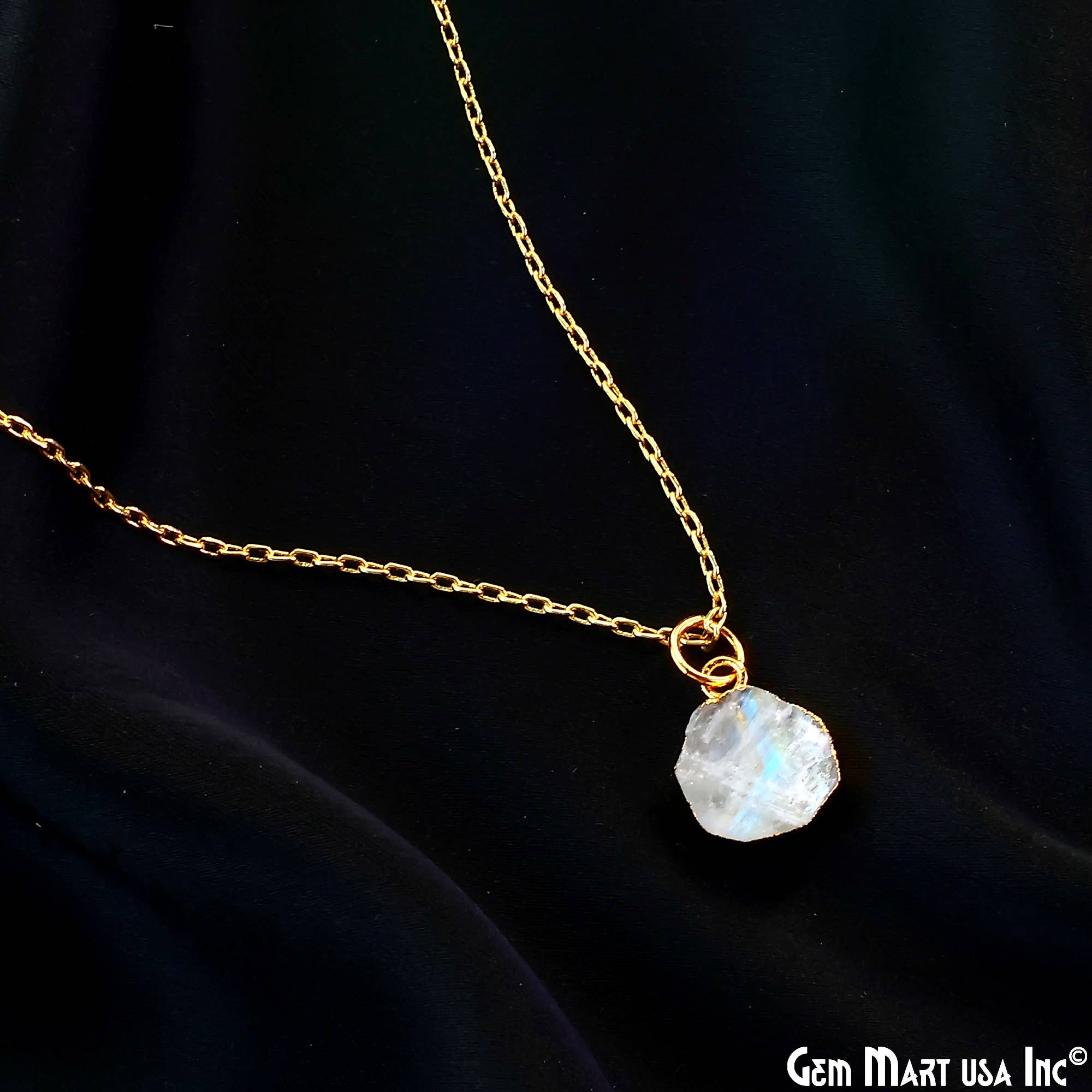 GemMartUSA - Wholesale Pendant/Charm Necklace - Rough Gemstone 16x10mm Gold Electroplated Single Bail Charm30