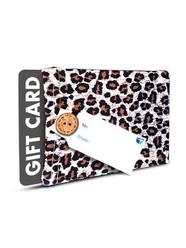 Reusable Leopard Stretch Fabric Gift Card Holder & Gift Tag for wholesale by Wrapeez