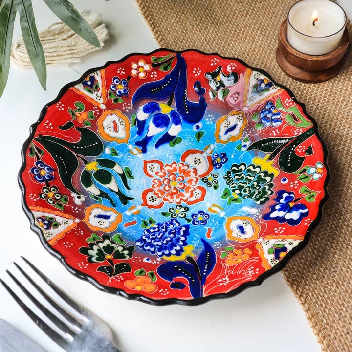 Natures Artifacts Inc - Wholesale Decorative Plate/Dish/Bowl - Turkish Hand Painted Ceramic Plate for Décor