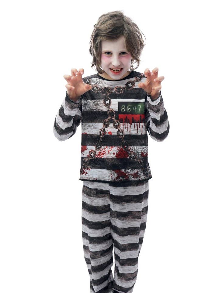 Gevangeniskostuum - Zwart, Wit - Kind - 5/6 Jaar voor wholesale door P'tit Clown