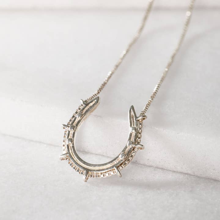 Canteen - Equestrian Horseshoe Necklace in Silver for wholesale by URBAN-EQUESTRIAN