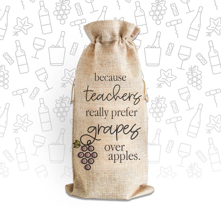 rolig lärarvinsväska present Lärare föredrar verkligen druvor vinflaska - enkel vinflaskväska för wholesale av ZA Handmade Wholesale