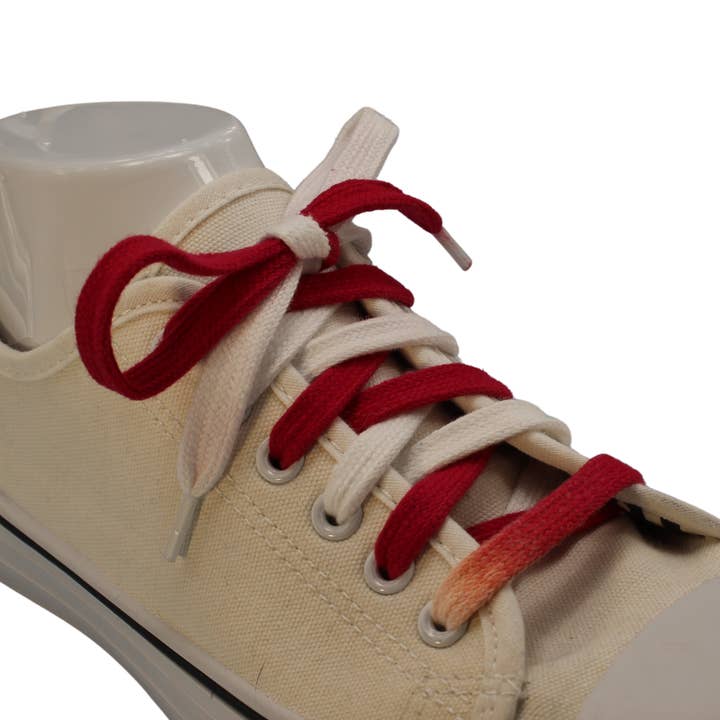 Red and White Shoelaces | Custom Made for wholesale by TyeTheShoe
