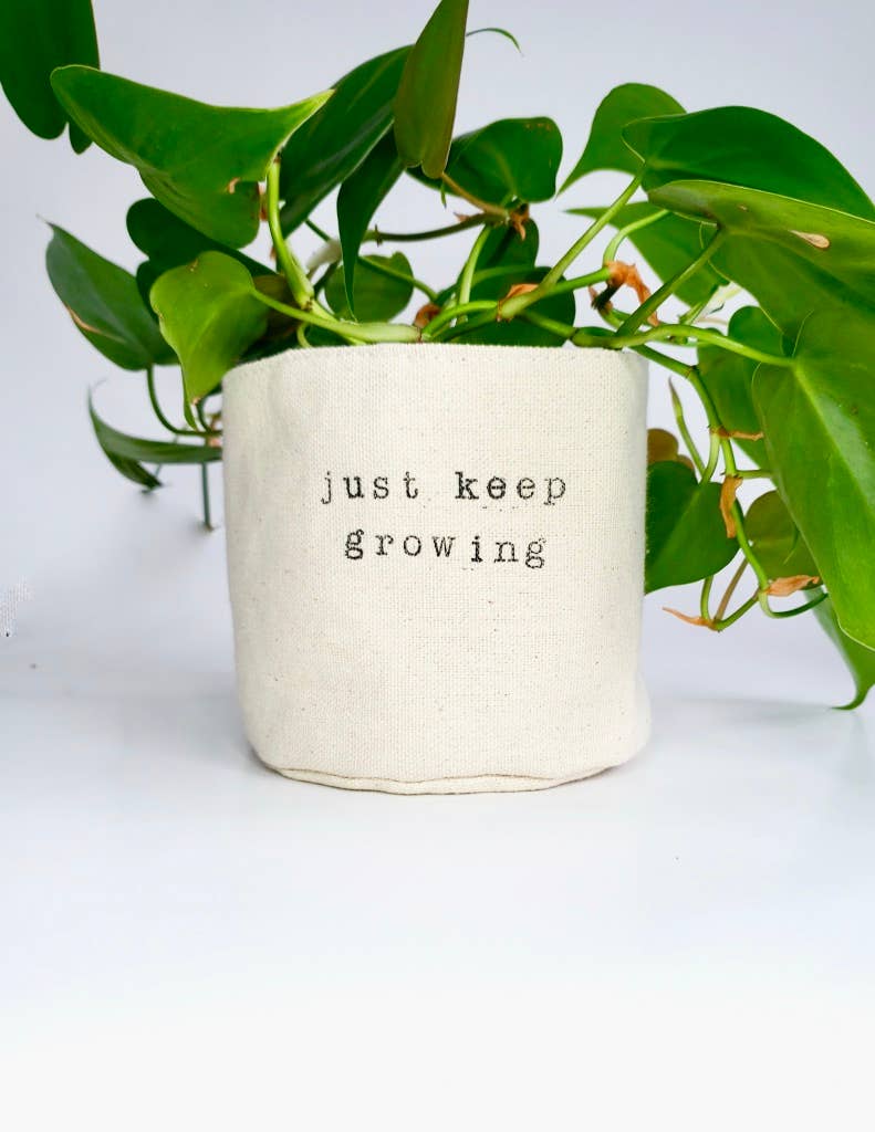 Leaf and Root Co. - Wholesale Plant Pot - Just keep growing Canvas Plant Pot Cover0