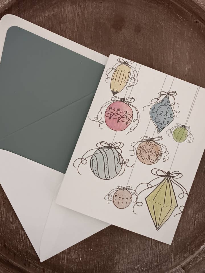 Ornaments Greeting Card for wholesale by The Lettering Loft