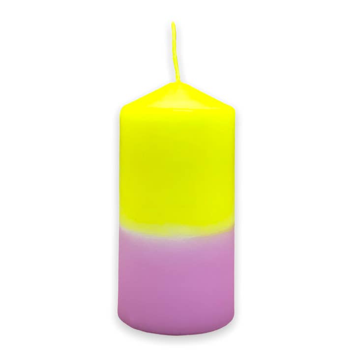 Pillar candle M pink & yellow for wholesale by DIPDIP candles