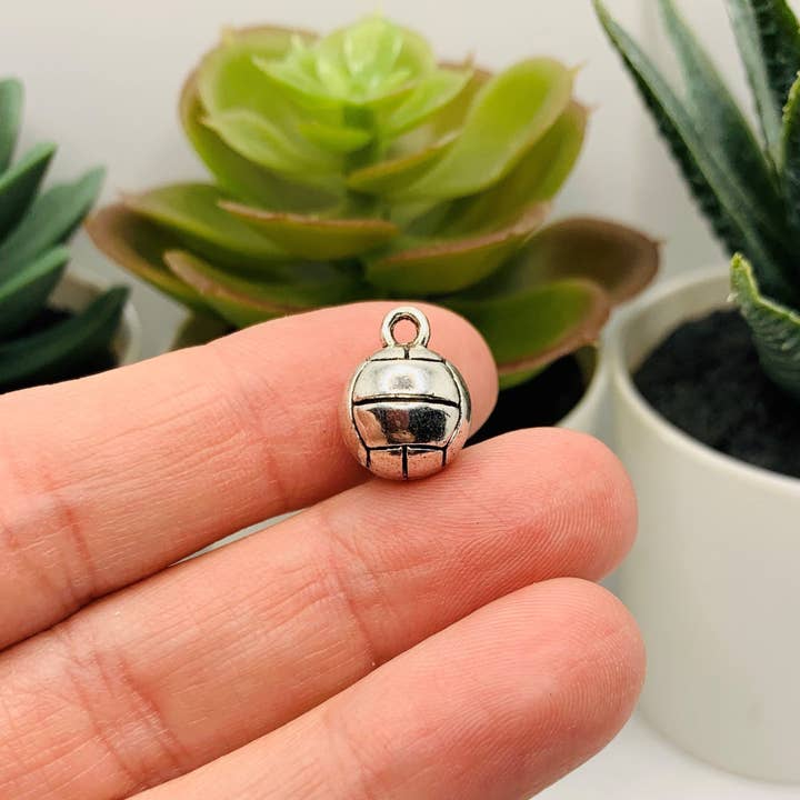 Guerrilla Charm - Wholesale Individual Charm/Pendant - Silver Volleyball 3D Charms, 11x14mm1