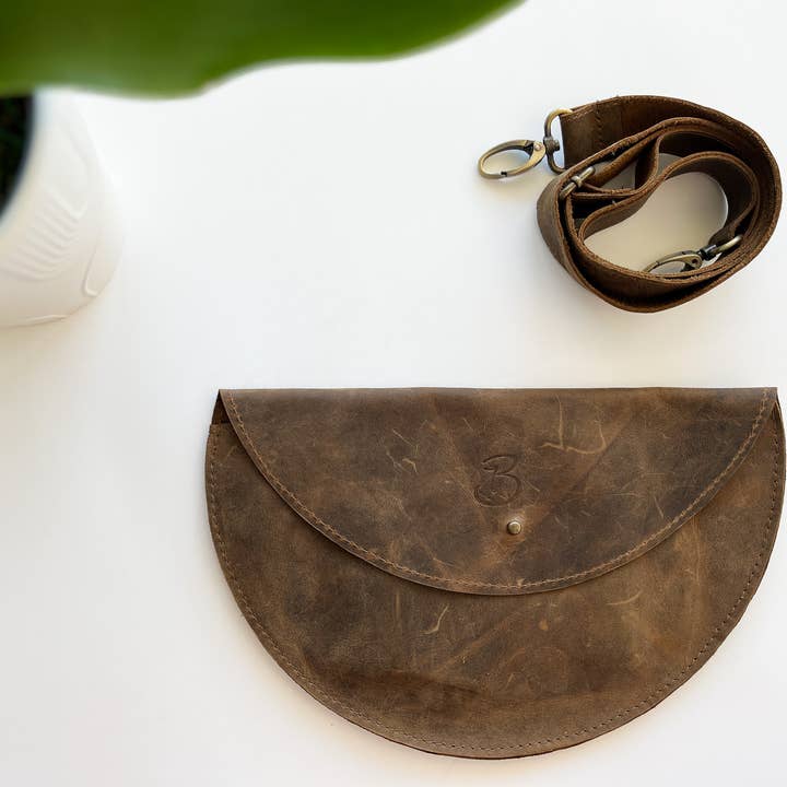 Minimalistic Handmade Leather Sling/Oversized Clutch (Ava) for wholesale by Braverly