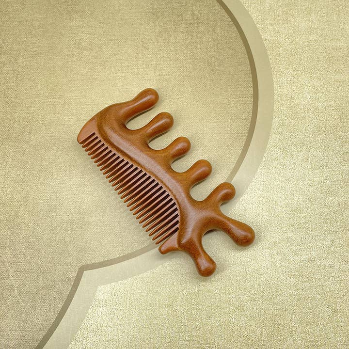 LadyJuneAccessories - Wholesale Hair Brush/Comb - Wooden Massage Comb with Wide Tooth, Scalp Massager3