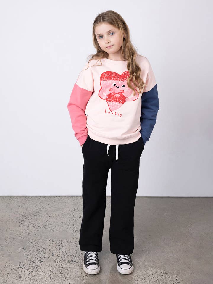 Ballet Pink Navy Minti Lovely Heart Furry Crew for wholesale on Faire