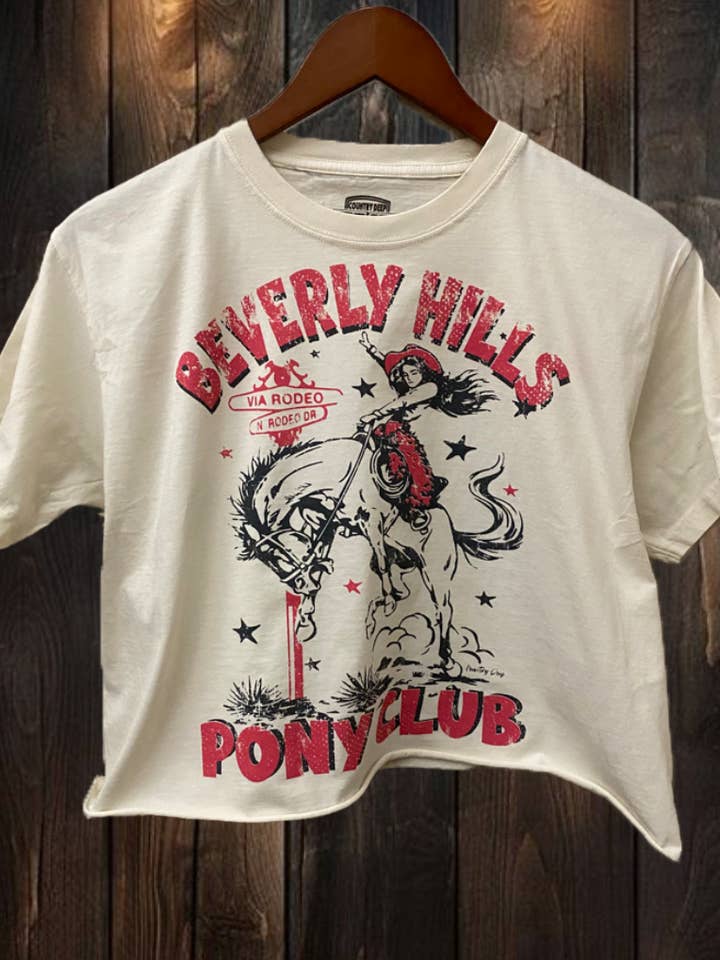 Beverly Hills Pony Club relaxed Crop T-shirt for wholesale by Country Deep Apparel